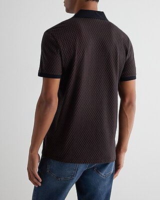 Geo Jacquard Zip Polo