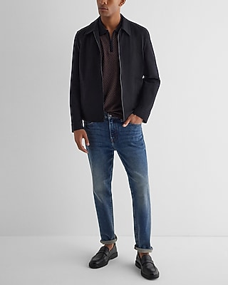 Geo Jacquard Zip Polo