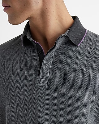Herringbone Cotton Jacquard Long Sleeve Polo - image 2