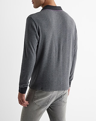 Herringbone Cotton Jacquard Long Sleeve Polo - image 3