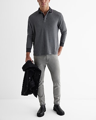 Herringbone Cotton Jacquard Long Sleeve Polo - image 4