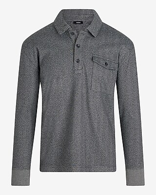 Relaxed Herringbone Long Sleeve Polo - image 5