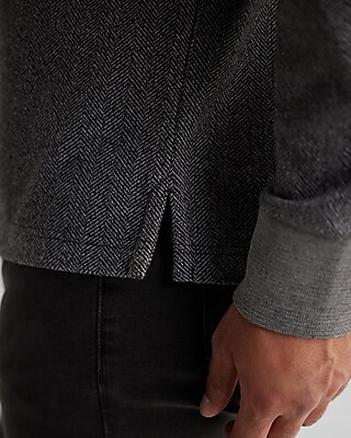Relaxed Herringbone Long Sleeve Polo - image 2