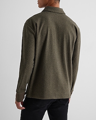 Relaxed Herringbone Long Sleeve Polo