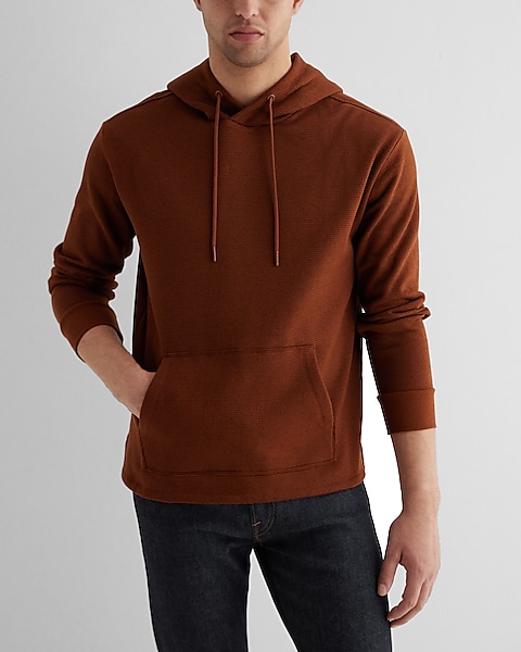 Relaxed Mini Geo Textured Hoodie | Express