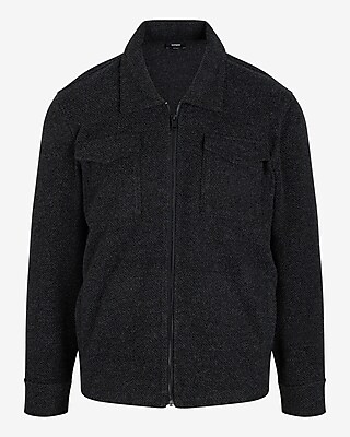 Relaxed Knit Zip Shirt Jacket