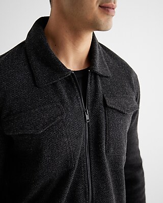 Relaxed Knit Zip Shirt Jacket