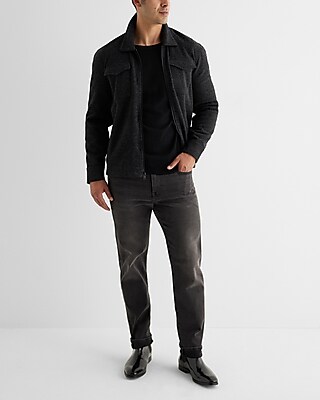 Relaxed Knit Zip Shirt Jacket