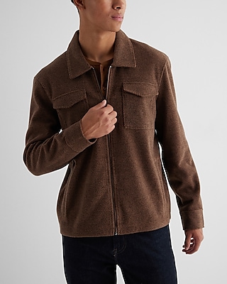 Relaxed Knit Zip Shirt Jacket
