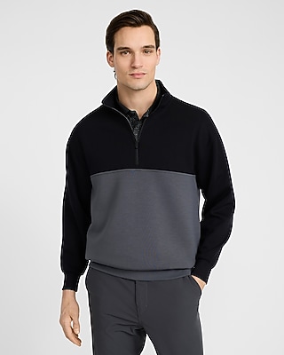 Color Block Scuba Mock Neck Half Zip Sweatshirt | Express