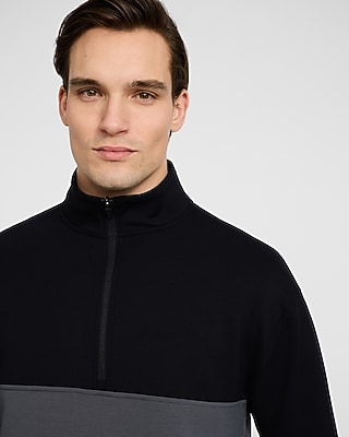 Color Block Scuba Mock Neck Half Zip Sweatshirt - image 3