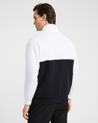 Color Block Scuba Mock Neck Half Zip Sweatshirt