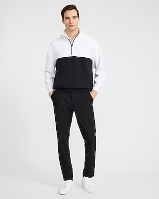 Color Block Scuba Mock Neck Half Zip Sweatshirt