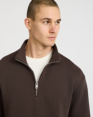 Ribbed Quarter Zip Sweatshirt