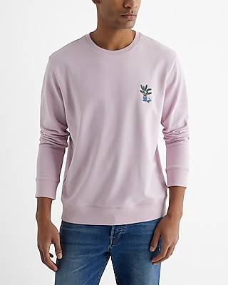 Embroidered Chest Graphic Crew Neck Sweatshirt Men