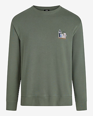 Embroidered Chest Graphic Crew Neck Sweatshirt