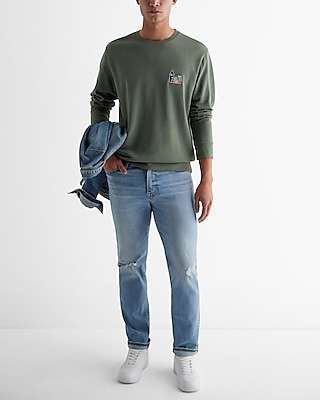 Embroidered Chest Graphic Crew Neck Sweatshirt