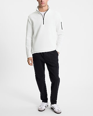Cotton-Blend Quarter Zip Sweatshirt