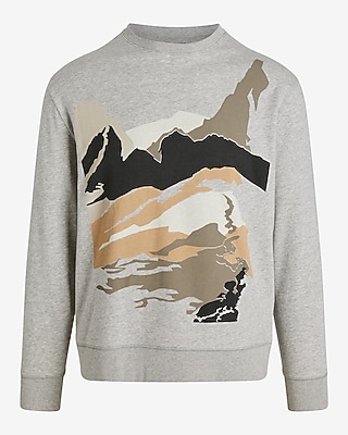 Relaxed Mountain Graphic Crew Neck Sweatshirt
