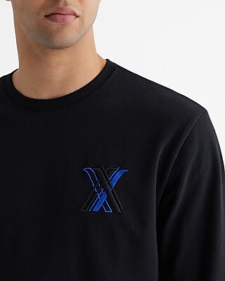 Embroidered X Logo Graphic Crew Neck Sweatshirt | Express