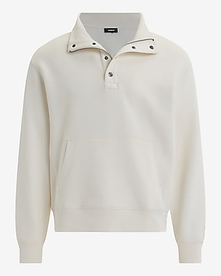 Snap Button Quarter Zip Mock Neck Sweatshirt