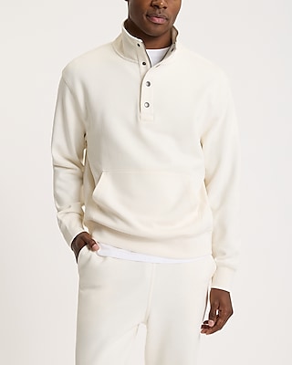 Snap Button Quarter Zip Mock Neck Sweatshirt