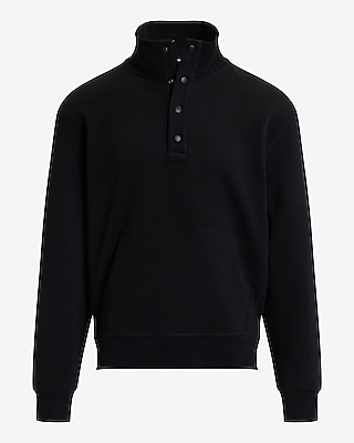 Snap Button Quarter Zip Mock Neck Sweatshirt