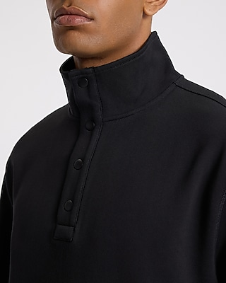 Snap Button Quarter Zip Mock Neck Sweatshirt