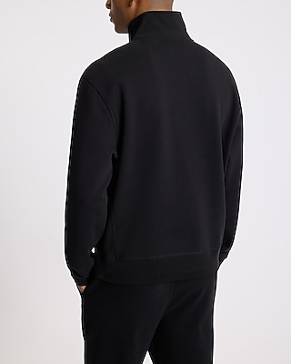 Snap Button Quarter Zip Mock Neck Sweatshirt