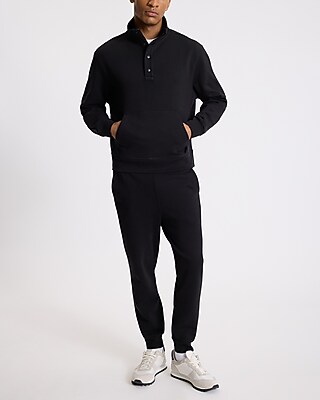 Snap Button Quarter Zip Mock Neck Sweatshirt
