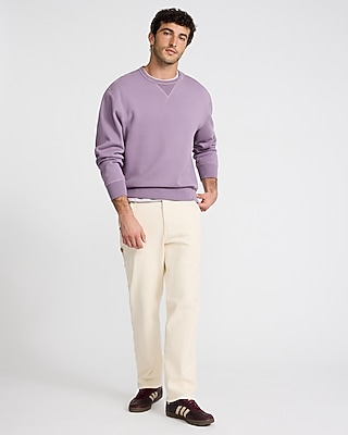 Loose Brushed Fleece Crew Neck Sweatshirt | Express
