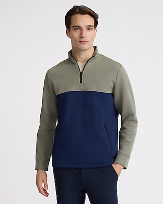 Color Block Fleece Quarter Zip Sweatshirt | Express