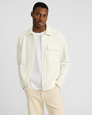 Ribbed Knit Button Front Shirt Jacket | Express