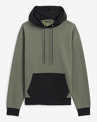 Color Block Drawstring Fleece Hoodie