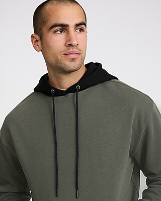Color Block Drawstring Fleece Hoodie