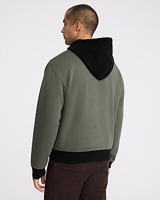 Color Block Drawstring Fleece Hoodie