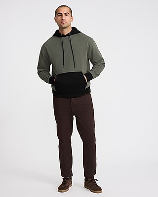 Color Block Drawstring Fleece Hoodie