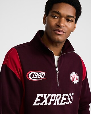 Striped Racing Quarter Zip Graphic Sweatshirt