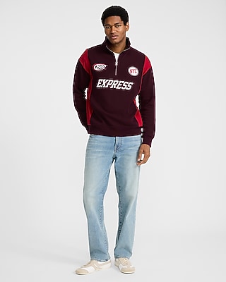 Striped Racing Quarter Zip Graphic Sweatshirt