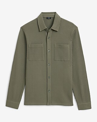 Textured Waffle Double Patch Pocket Shirt Jacket