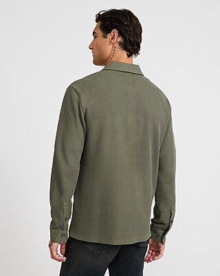 Textured Waffle Double Patch Pocket Shirt Jacket
