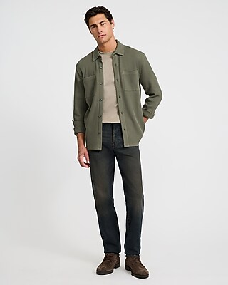 Textured Waffle Double Patch Pocket Shirt Jacket
