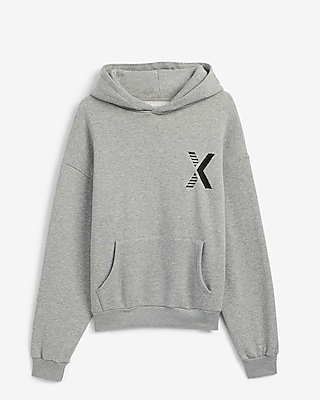 X Logo Gray Fleece Hoodie | Express
