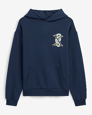Snake X Logo Navy Fleece Hoodie | Express