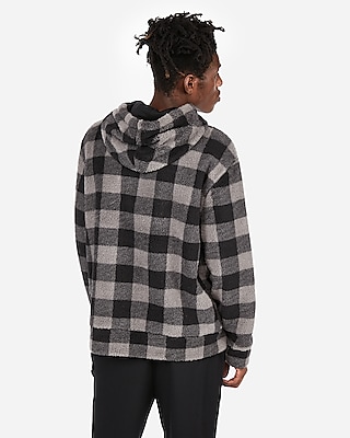 checkered fleece hoodie