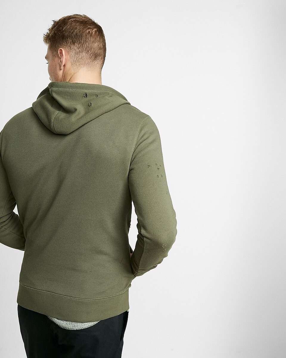 Distressed Pullover Hooded Sweatshirt | Express