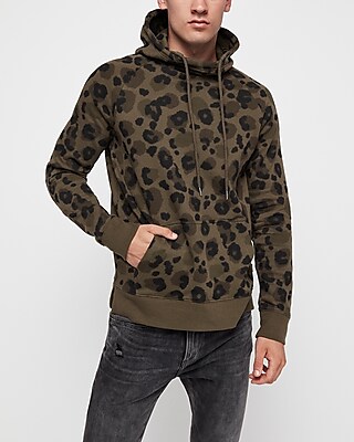 leopard print fleece hoodie