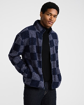 ジャケット・アウター cheeeek Checkered Sherpa Mock Neck Jacket | Express