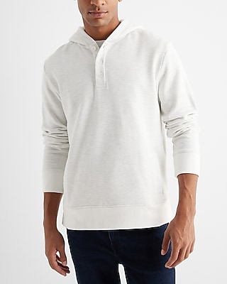 Buckle Black Waffle Knit Henley Hoodie - Men's Sweatshirts in White