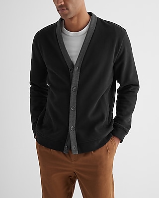Color Block Trim Fleece Cardigan